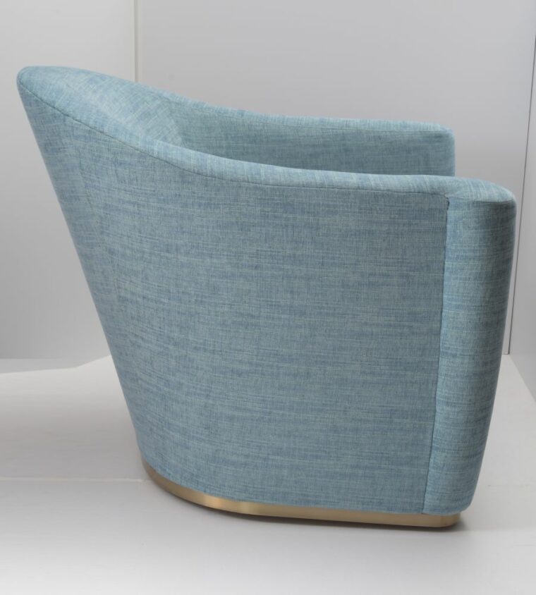 Arlette French Moderne Swivel Chair in Island Blue