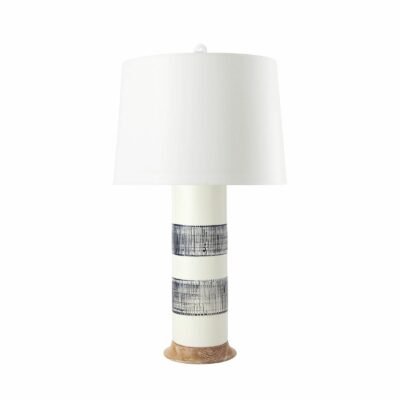 White Ceramic Lamp with Vertical Etching