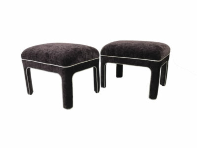 Pair of Purple Contrast Piped Stools