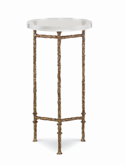Round Acrylic and Cast Bronze Side Table