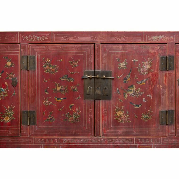 Antique Chinese Floral and Bird Motif Buffet