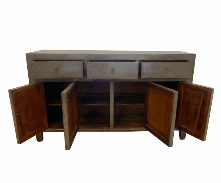 Antique Chinese Buffet in Fog Gray