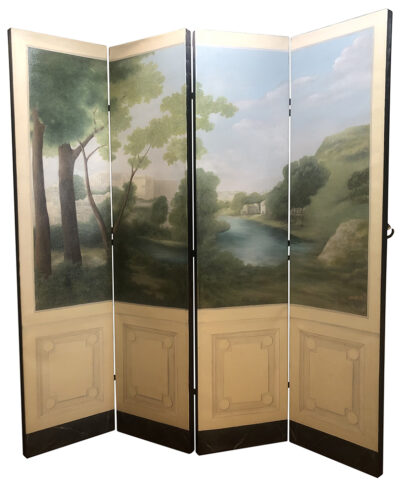 Hand Painted 4 Panel Decorative Screen