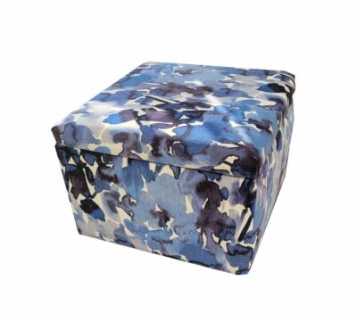 Blue and White Floral Storage Ottoman