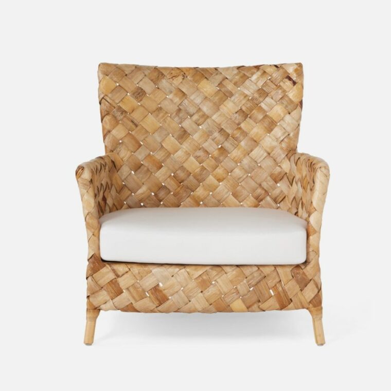 Rattan and Banana Leaf Lounge Arm Chair