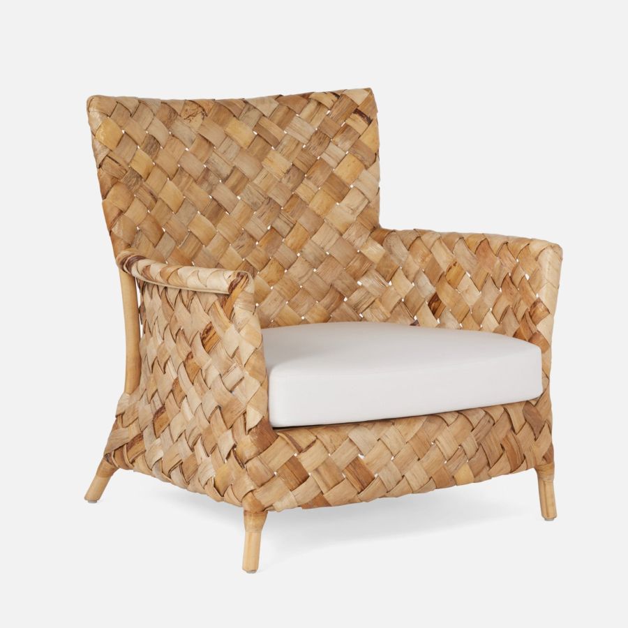 Rattan and Banana Leaf Lounge Arm Chair - Mecox Gardens