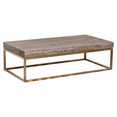 Scott Travertine and Brushed Brass Coffee Table