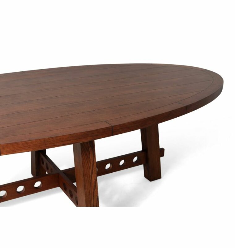Oval Dining Table with Circle Motif Base