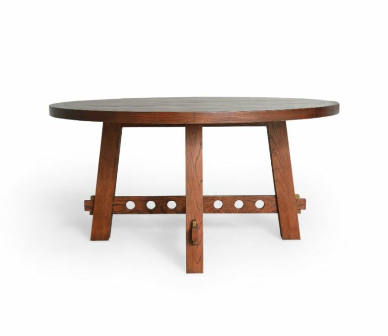 Round Dining Table with Circle Motif Base Mecox Gardens