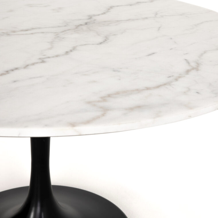 Round Powell Marble and Iron Dining Table