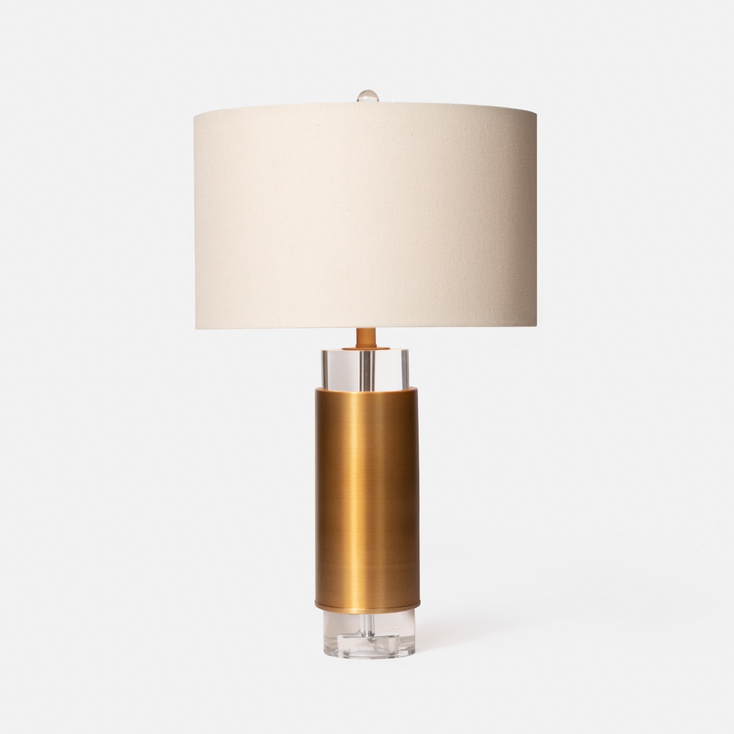 Cylindrical Brass and Crystal Table Lamp - Mecox Gardens