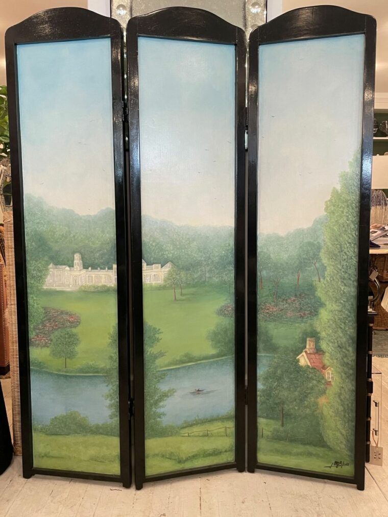 Hand Painted 3 Panel Decorative Screen