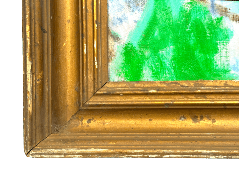 Vintage Abstract Blue, Green and Brown Painting