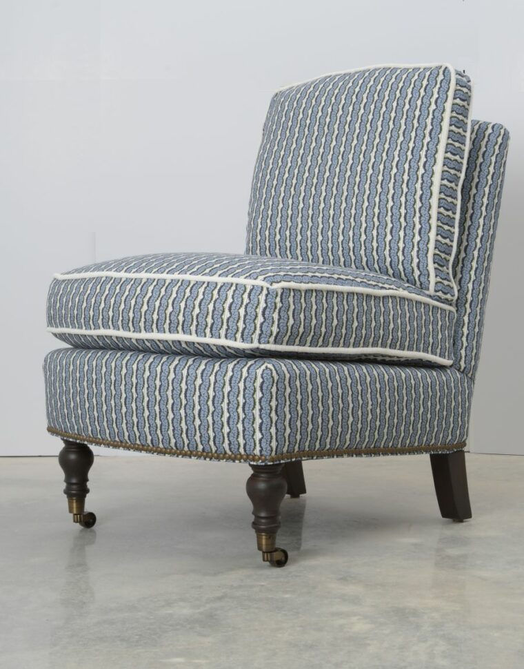 Blue Patterned Slipper Chair
