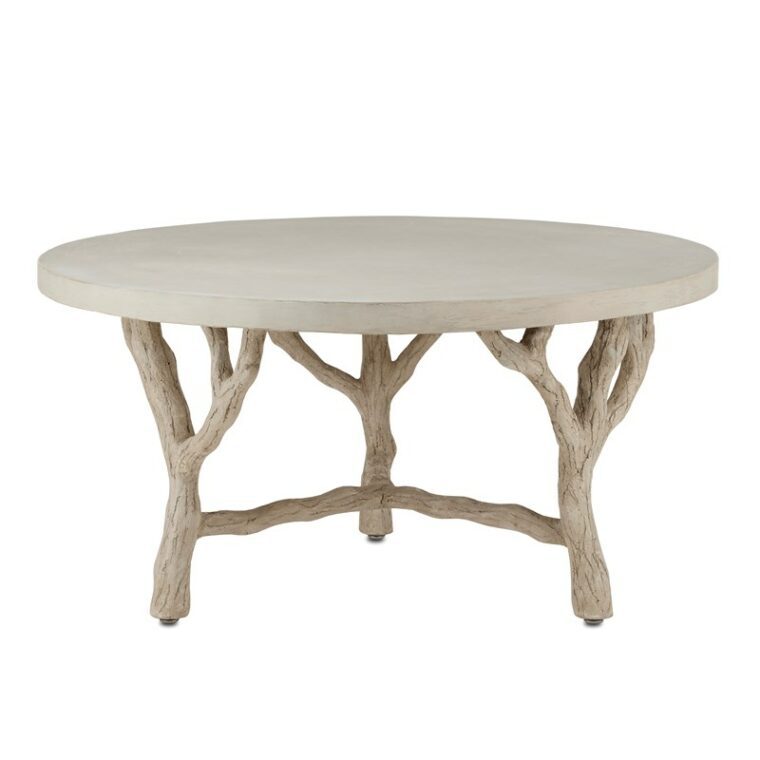 Outdoor Round Faux Bois Coffee Table