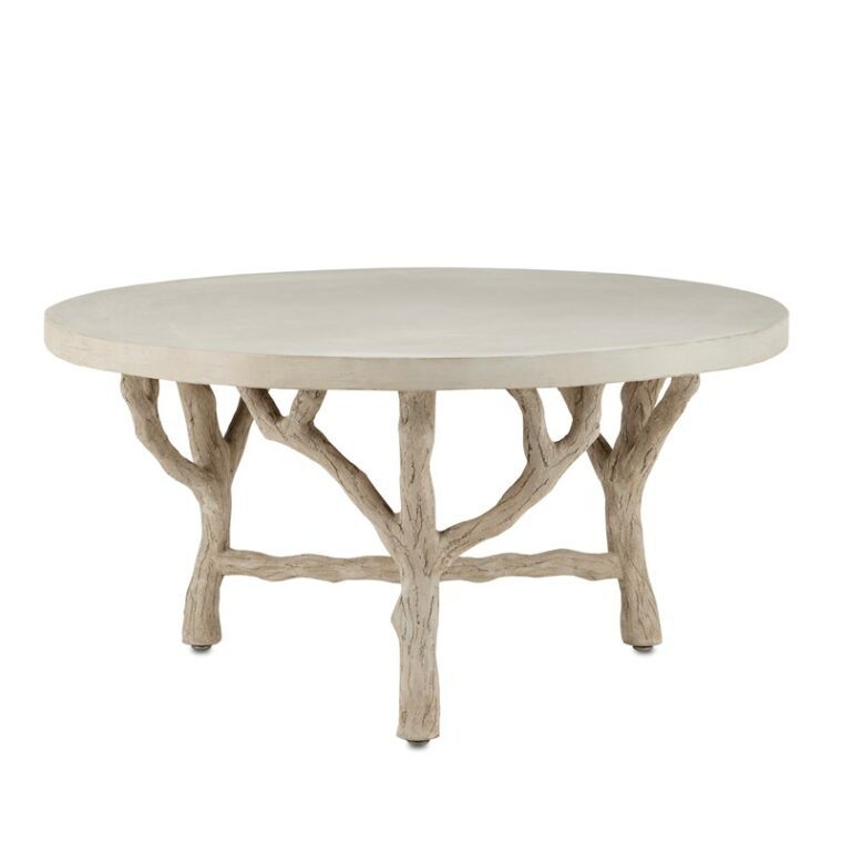 Outdoor Round Faux Bois Coffee Table