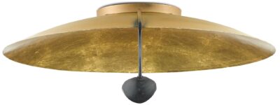 Round Gold Flush Mount with Curved Black Arm