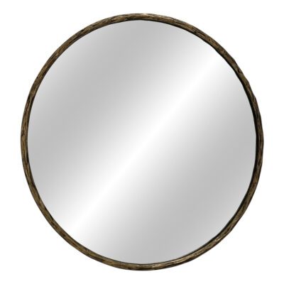 Round Metal and Gold Leaf Mirror
