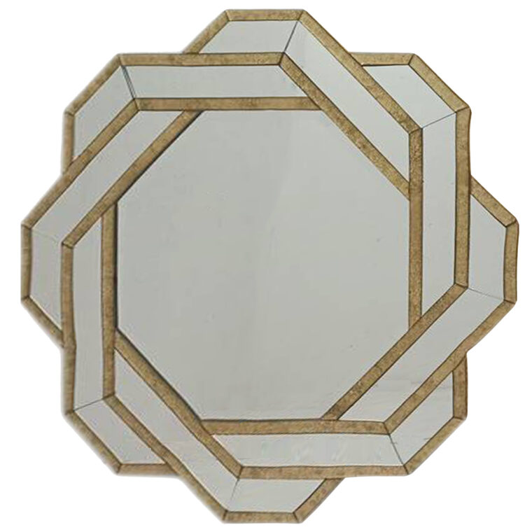 Clear and Gold Octagonal Eglomise Mirror