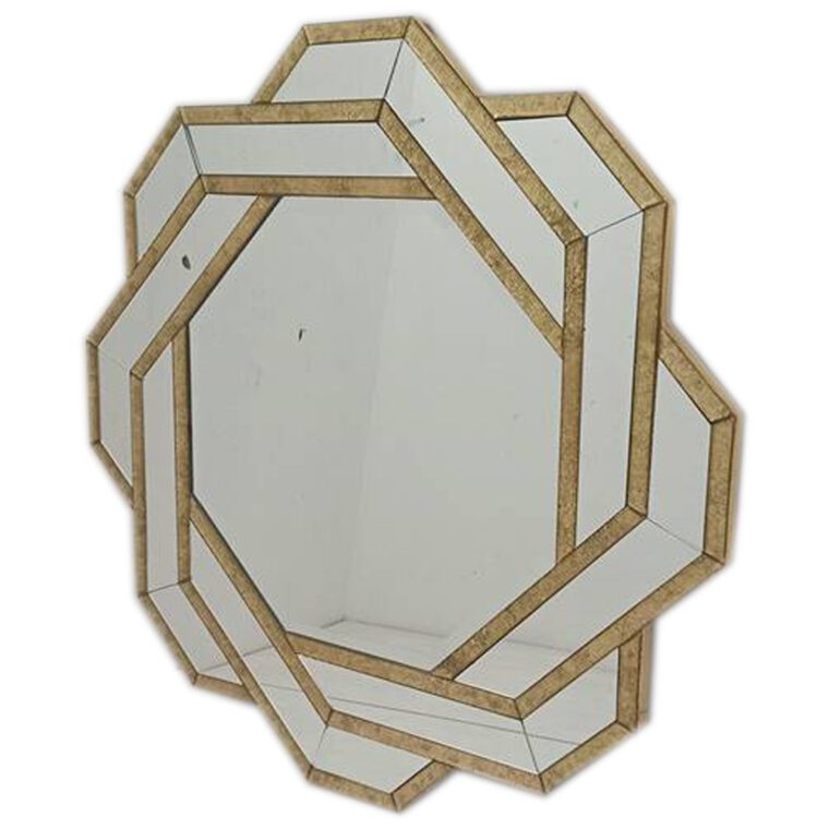 Clear and Gold Octagonal Eglomise Mirror