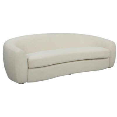 Deco Style Off White Faux Shearling Sofa