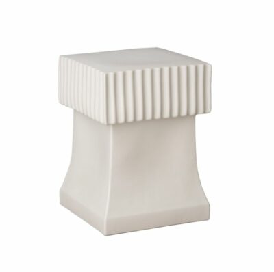 Square Garden Stool with Fluted Top