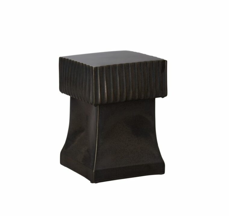 Square Garden Stool with Fluted Top