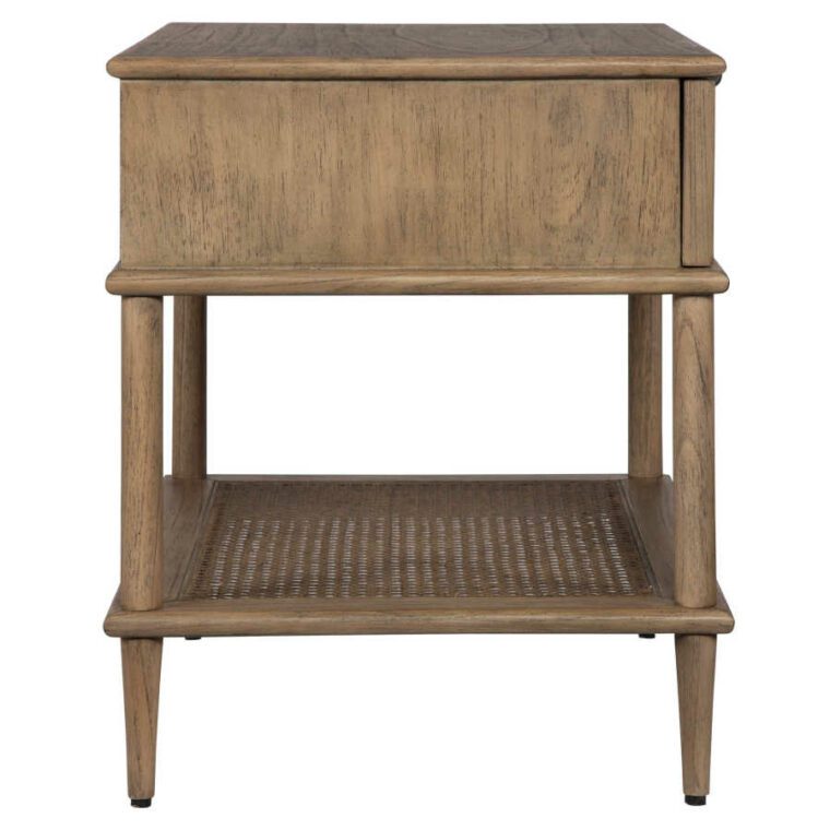 Mid-Century Style Wood and Cane Side Table