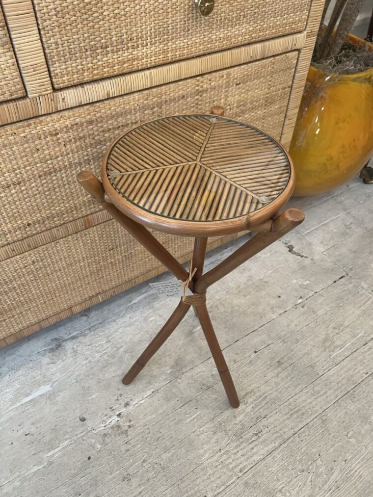 Round Bamboo Drinks Table