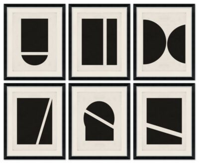 Set of 6 Black and White Geometric Series
