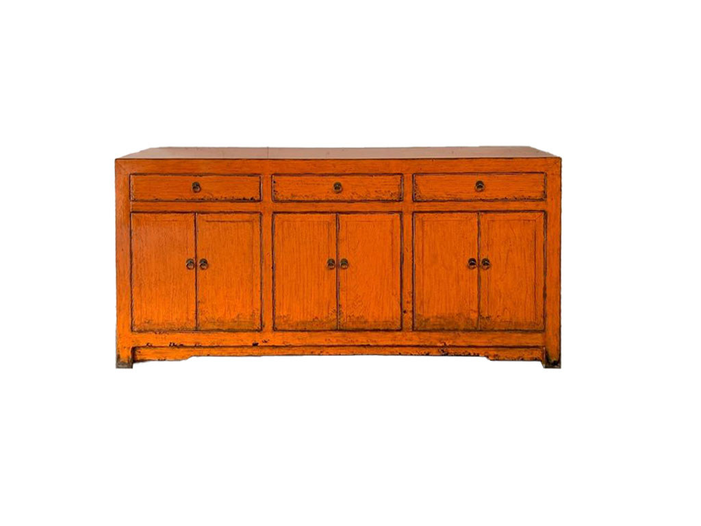 Vintage Chinese Buffet in Orange Lacquer - Mecox Gardens