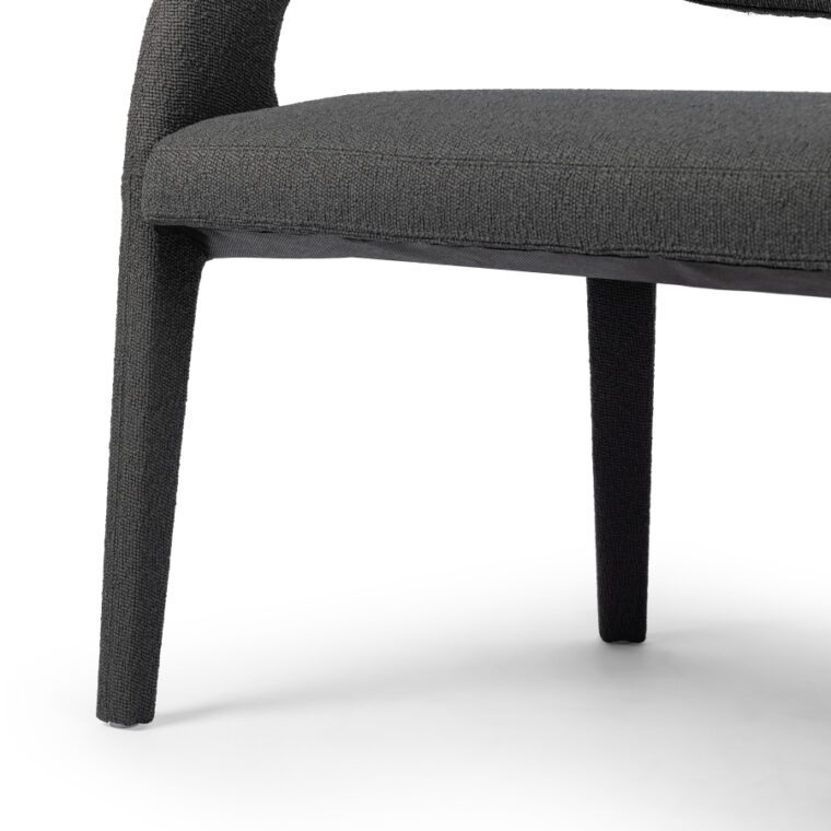 Curved Charcoal Boucle Dining Bench