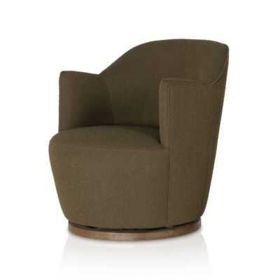 Olive Green Boucle Petite Swivel Chair
