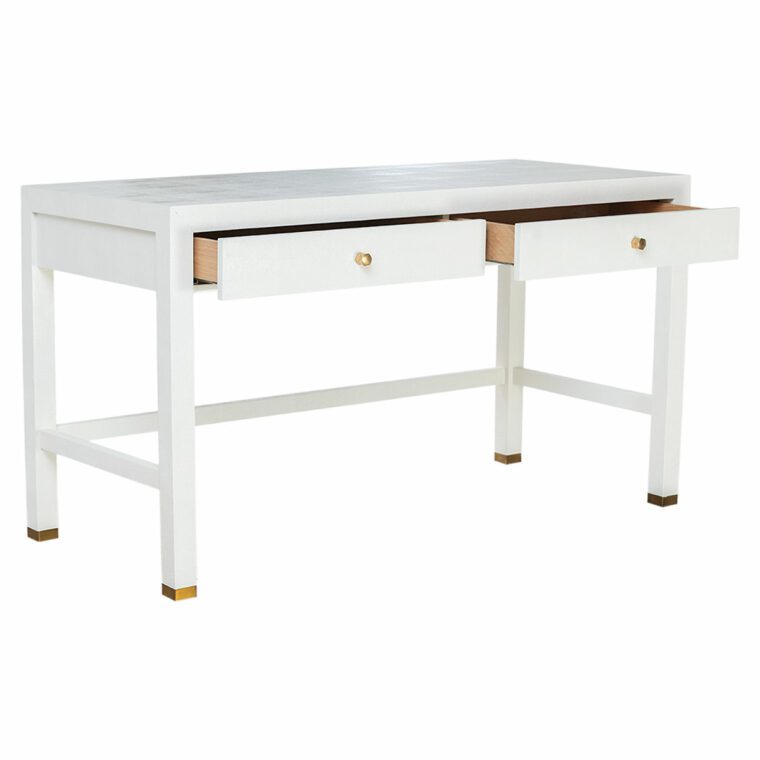 Alden Pristine White Faux Shagreen Desk