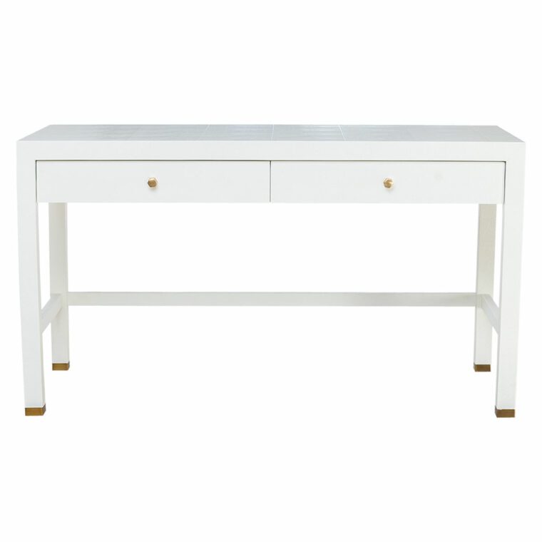 Alden Pristine White Faux Shagreen Desk