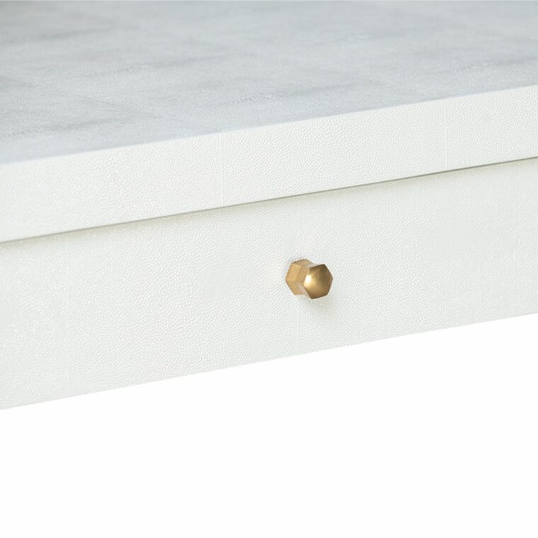 Alden Pristine White Faux Shagreen Desk