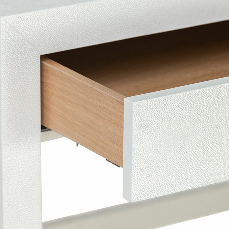 Alden Pristine White Faux Shagreen Desk