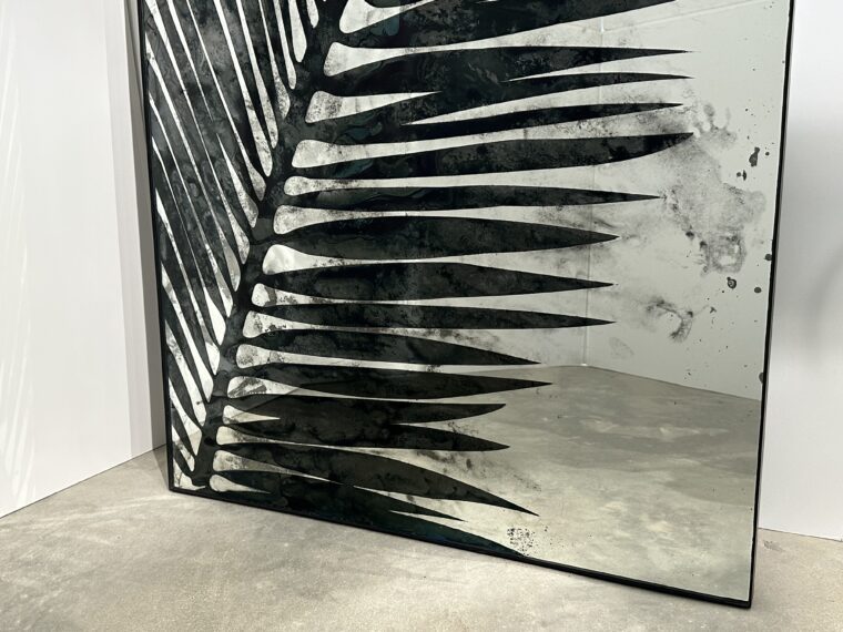 Palm Mirror with Matte Black Frame