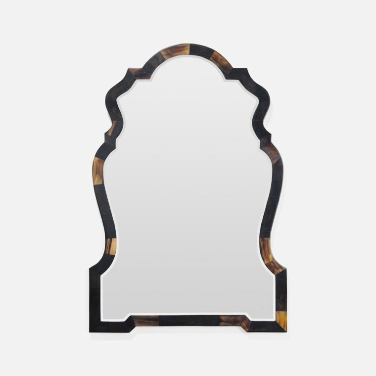Intricately Framed Natural Horn Mirrors
