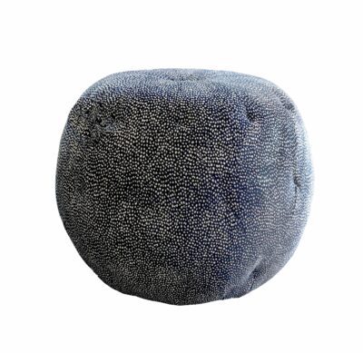 Navy Spotted Tufted Pouf Ottoman