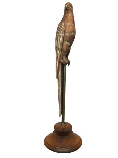 Mid-Century Carved Wood Parrot