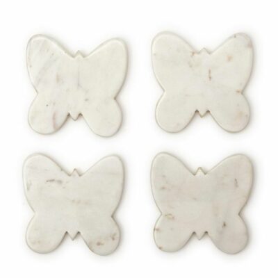 White Marble Butterfly Coasters