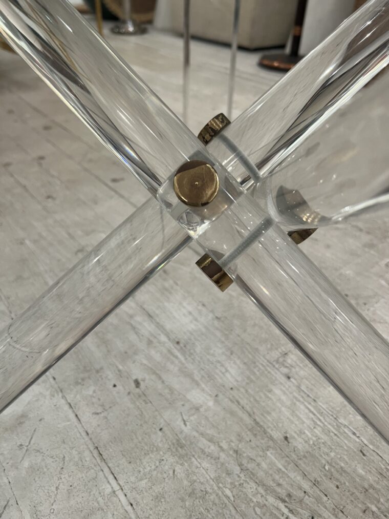 Twisted Lucite and Brass Base Coffee Table