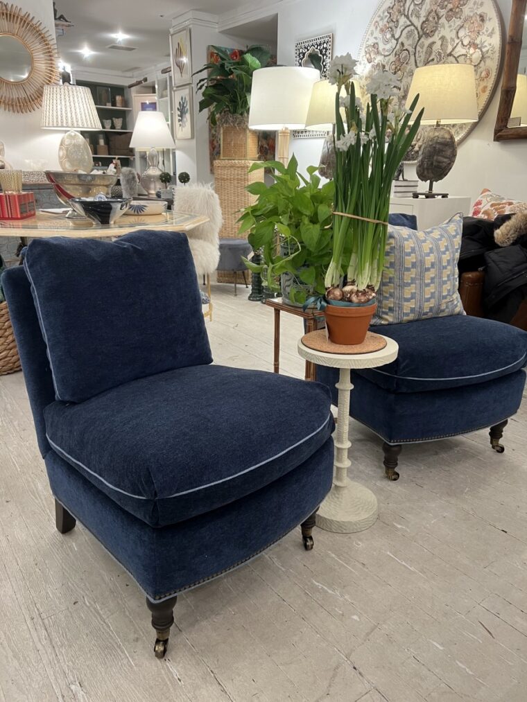Lexington Blue Slipper Chair