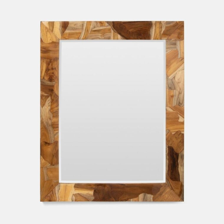 Glossy Teak Rectangular Mirror