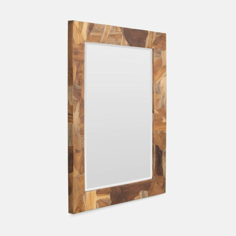 Glossy Teak Rectangular Mirror