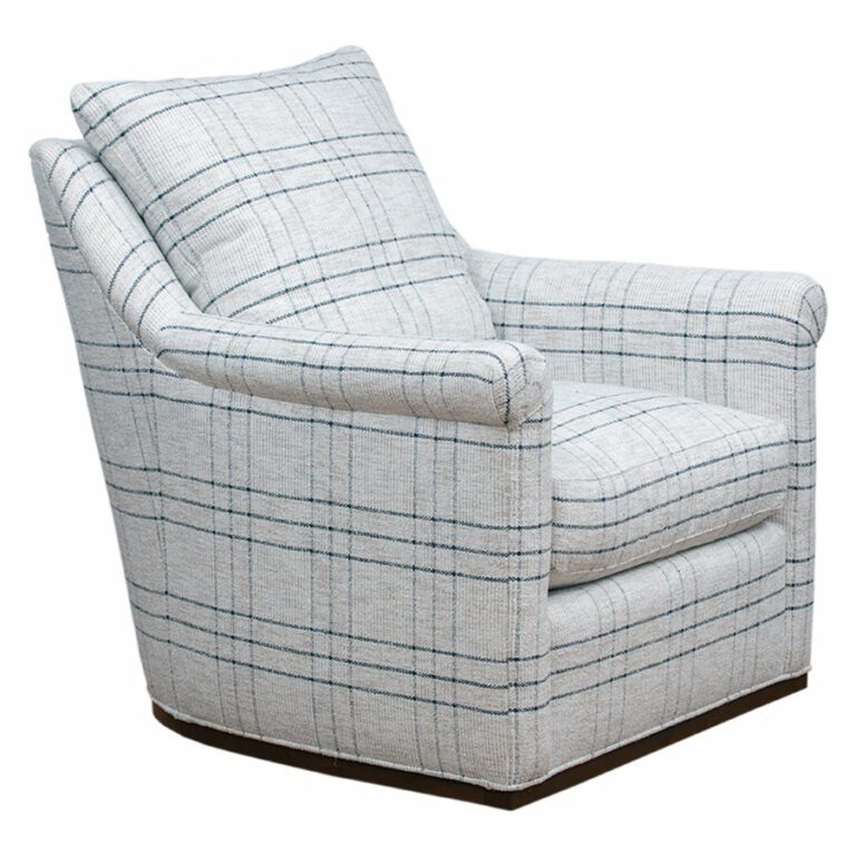 Afton Plaid Swivel Chair with Rolled Arm - Mecox Gardens