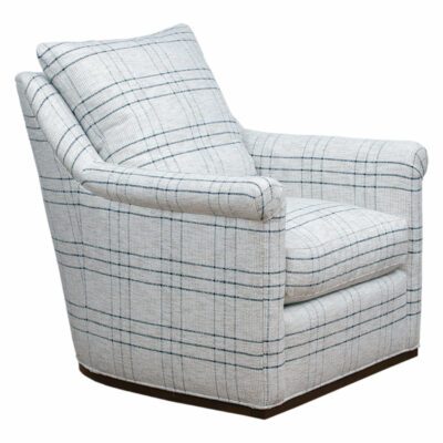 Afton Plaid Swivel Chair with Rolled Arm