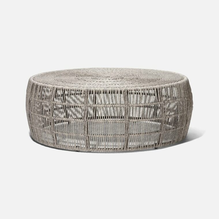 Round Outdoor Gray Faux Wicker Coffee Tables