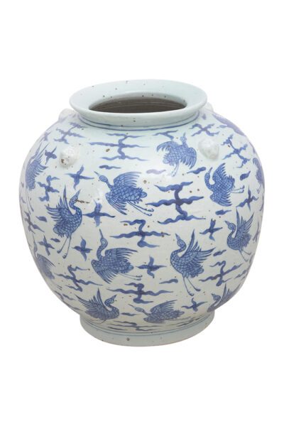Blue and White Vase with Bird Motif